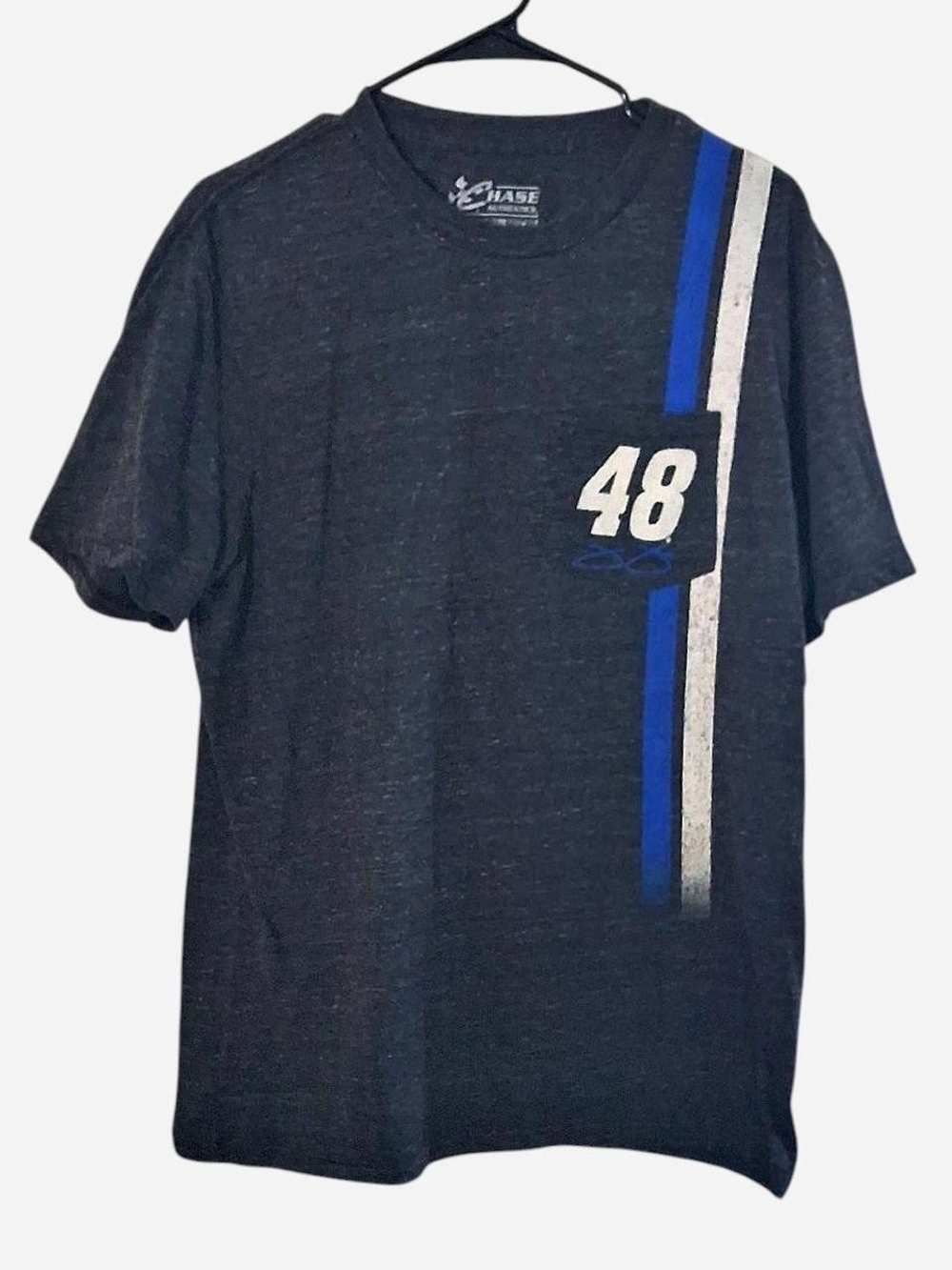 Chase Authentics Men’s Navy Short Sleeve Tee with Blue and Silver Stripes